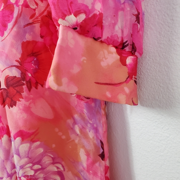 VTG 60s Hot Pink Flower Maxi Dress - US S - Picture 6 of 14